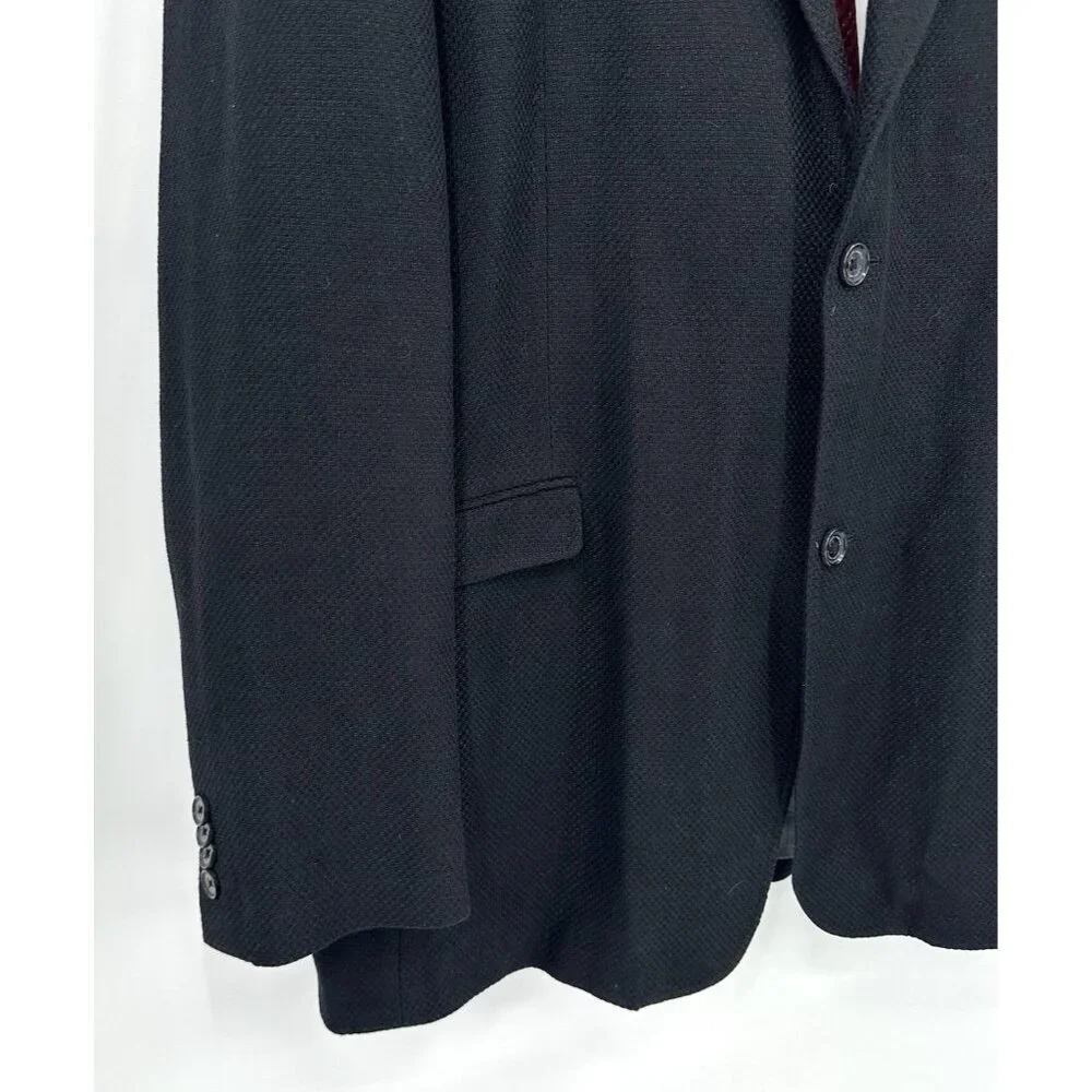 JOSEPH ABBOUD jacket blazer sport coat black LARGE linen cotton business casual